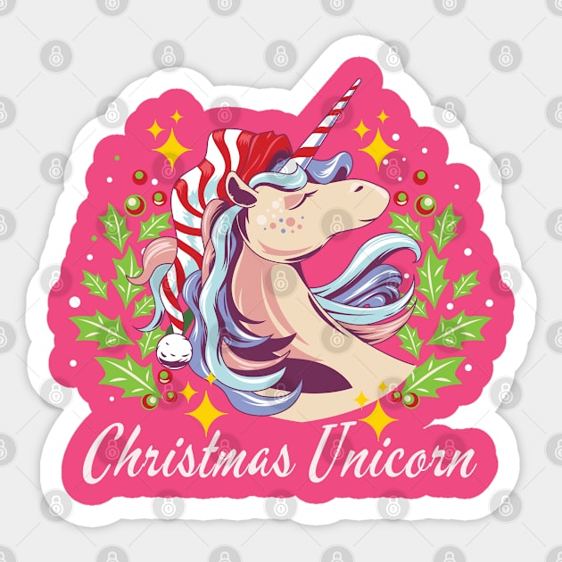 Cute Christmas Unicorn Sticker by Jane Winter